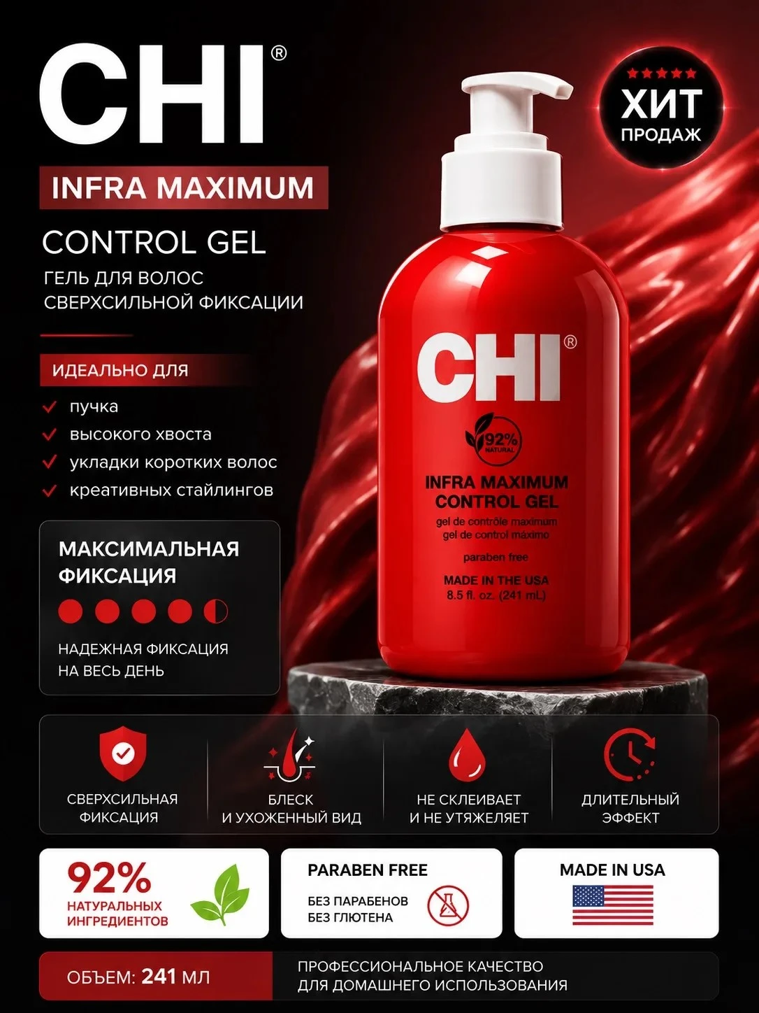CHI Infra Gel Maximum Control — гель для укладки волос сильной фиксации